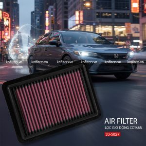 Lọc gió động cơ K&N 33-5027: Sự nâng cấp hoàn hảo cho Honda Civic, HR-V và BR-V